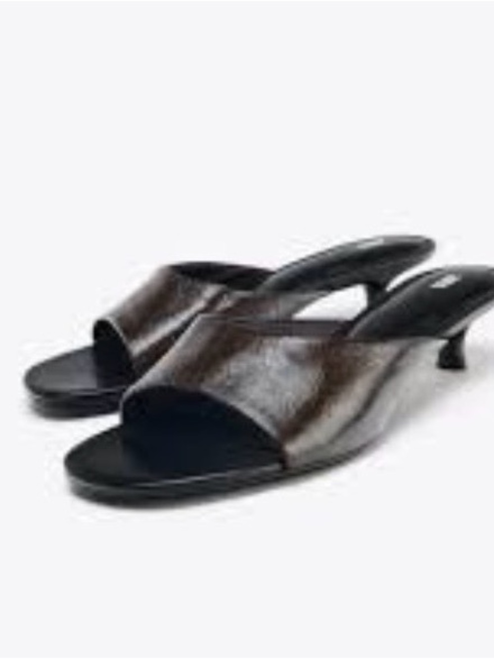 Zara Brown Open-Toe kitten Heel Mule